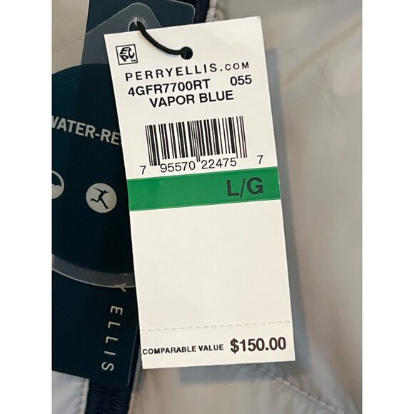 Perry Ellis Water Resistant Puffer Jacket Hood Vapor Blue Gray Size Large NWT - Picture 6 of 6